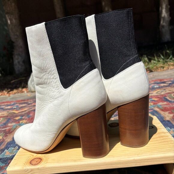 Rag & Bone White Leather Ankle Boots Size 41 or 10.5 Block Heel - Picture 5 of 7
